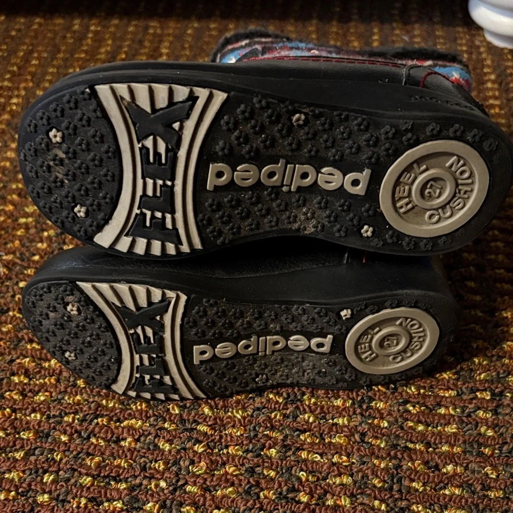 pediped Black and Scandi Fair Isle Colorful Knit and leather Boots size 27/US 10 - Picture 2 of 5